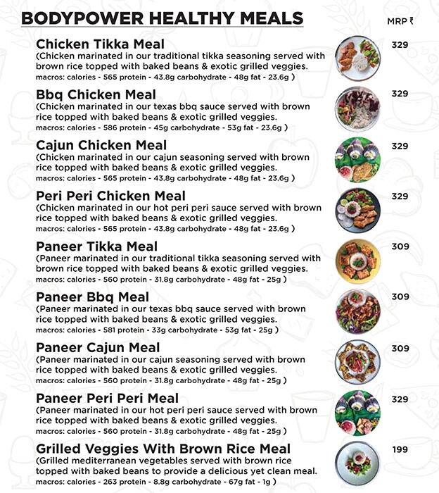 BodyPower Cafe menu