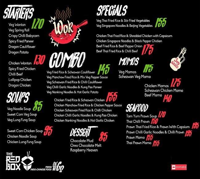 The Red Box Menu, Menu for The Red Box, Velachery, Chennai Zomato