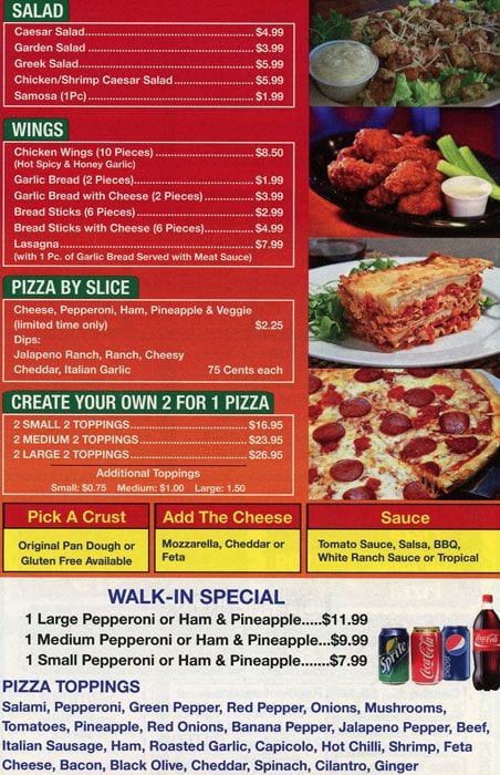 John's Pan Pizza Menu, Menu for John's Pan Pizza, Township of Langley ...