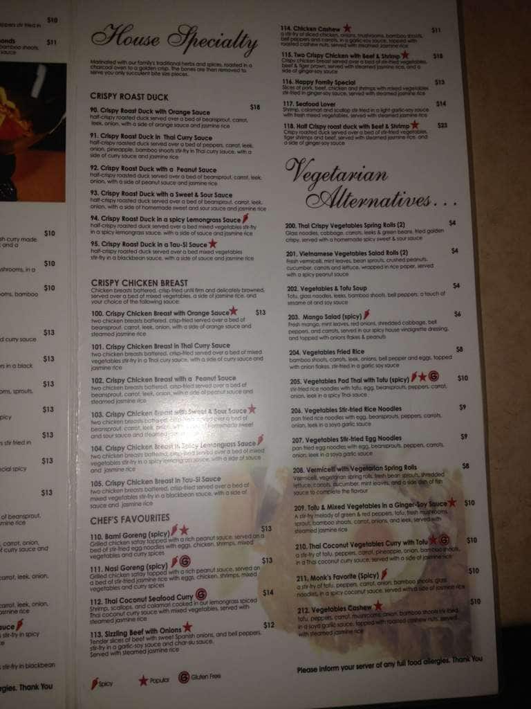 Menu at Lemongrass Restaurant, Hamilton, Garth St