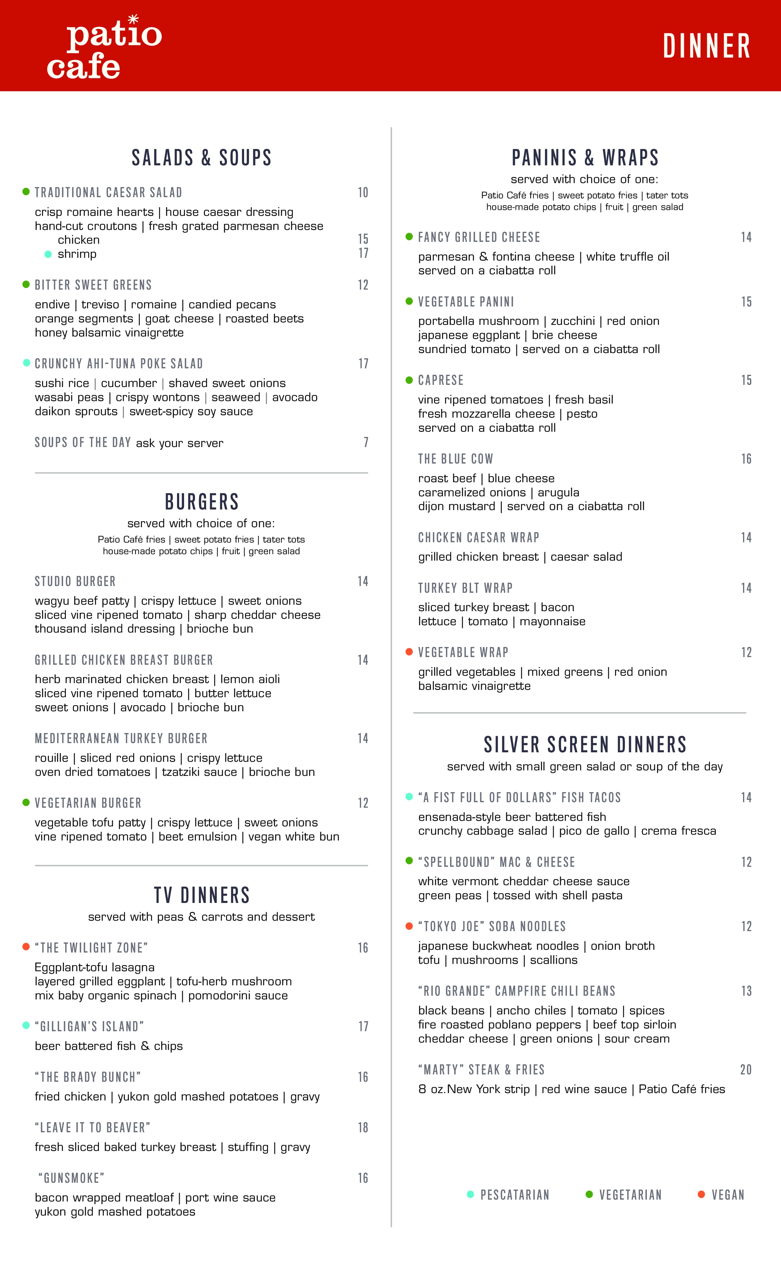 Menu at Patio Cafe, Los Angeles, Ventura Blvd