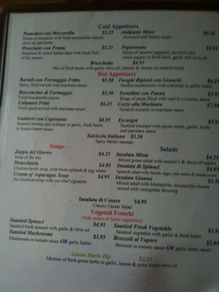 Gianna Italian Kitchen Menu Menu For Gianna Italian Kitchen