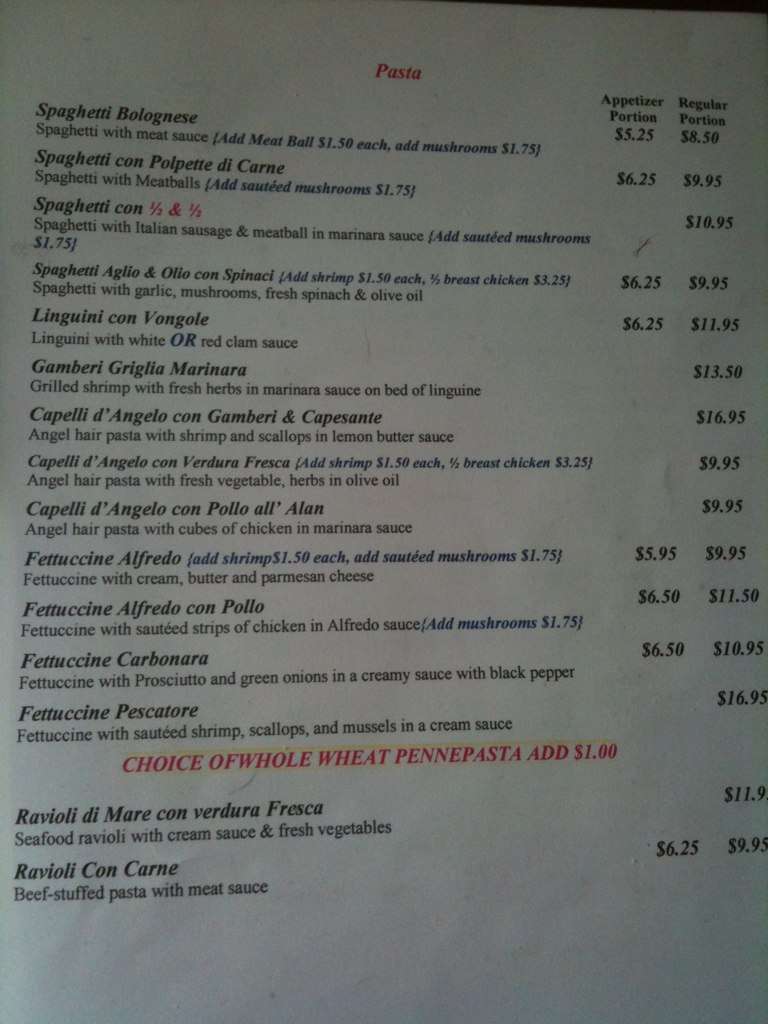 Gianna Italian Kitchen Menu Menu For Gianna Italian Kitchen