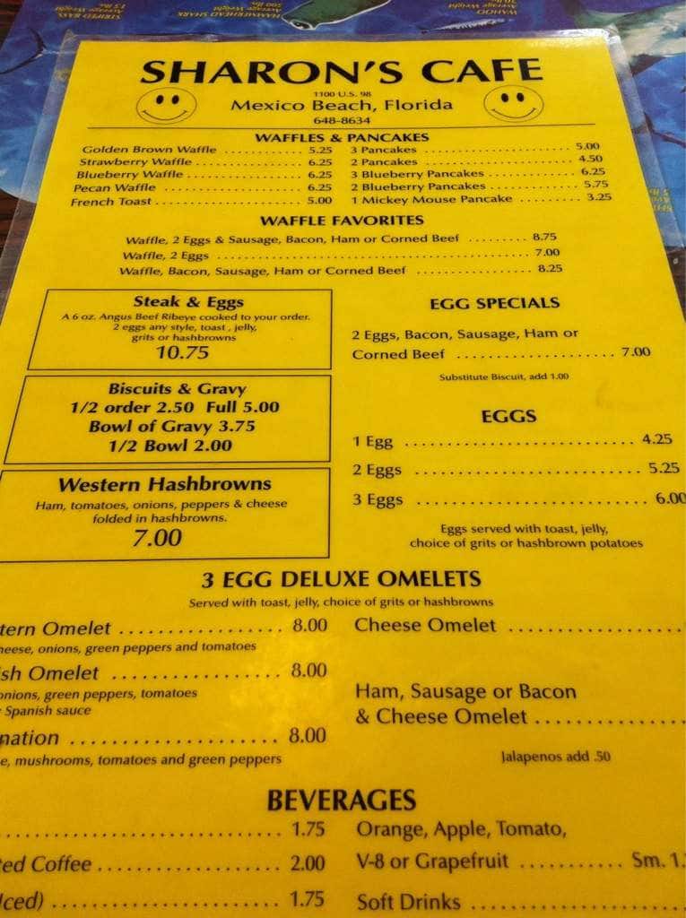 Sharon's Cafe Menu, Menu for Sharon's Cafe, Port St Joe, Port St Joe