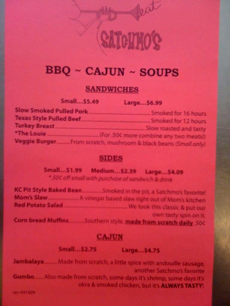 Satchmo's Menu, Menu for Satchmo's, Flagstaff, Flagstaff Urbanspoon