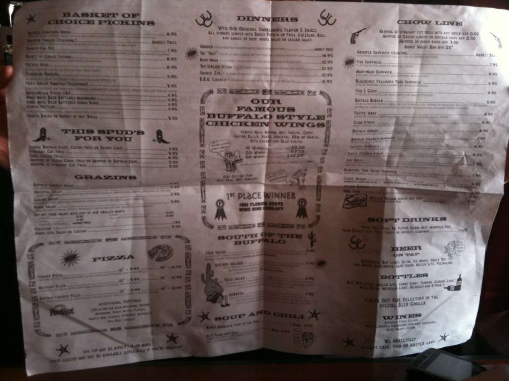 Buffalo Chips Restaurant Menu, Menu for Buffalo Chips Restaurant