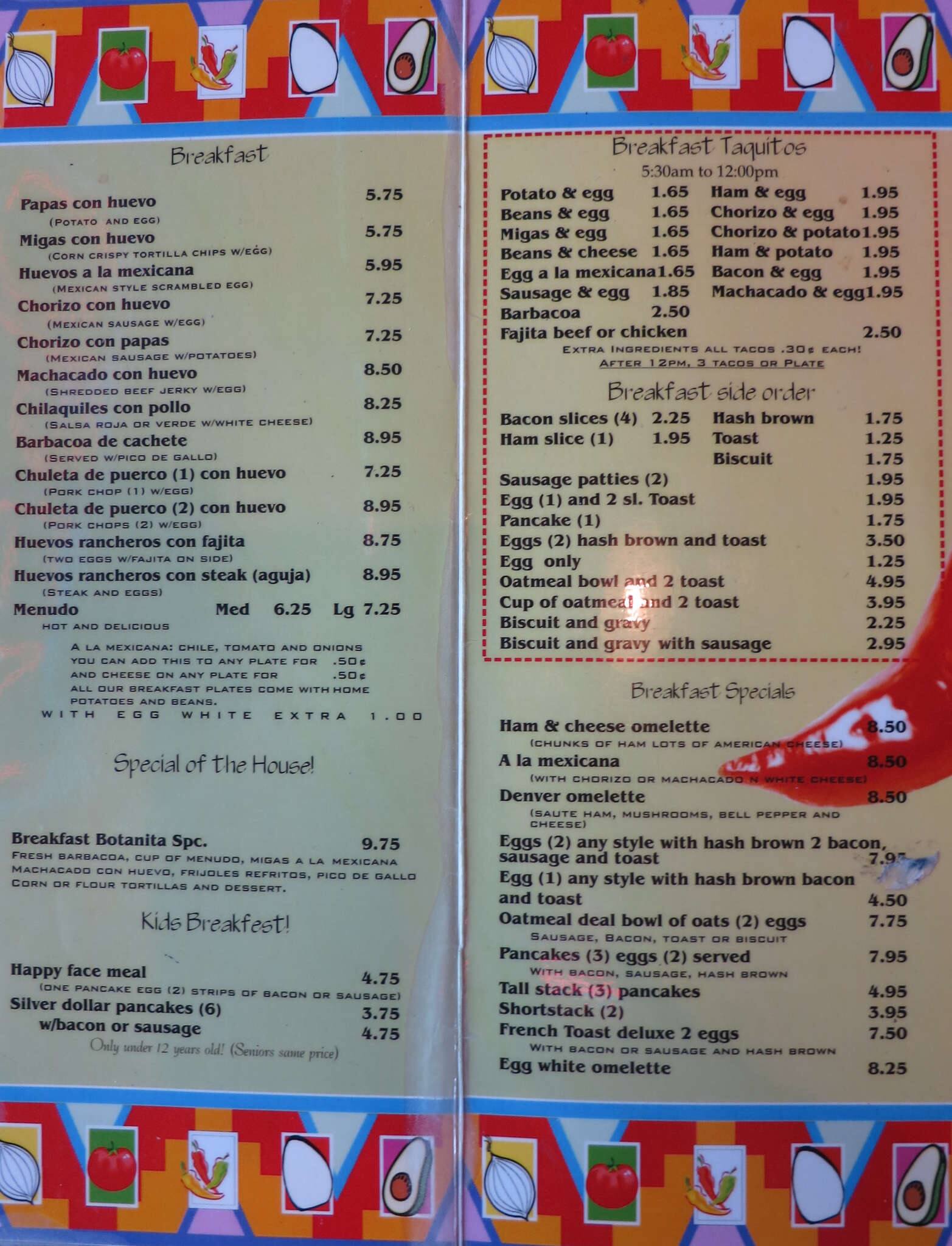 Menu at Espi & T's Mexican Restaurant, McAllen