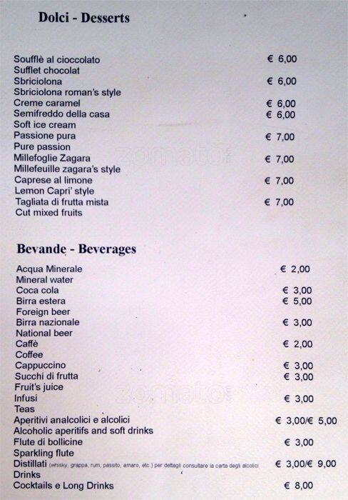 Menu di Zagara 