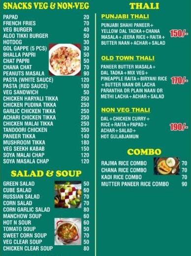 Menu at Old Town Cafe and Kitchen, Zirakpur