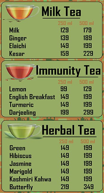 Menu at Tea Chai, Kolkata, 11 H