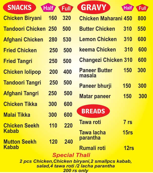 Menu of The Tikka Junction, Vijay Nagar, New Delhi