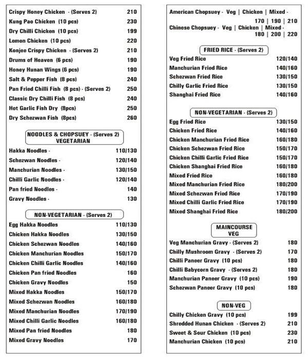 Zaikebaaz menu