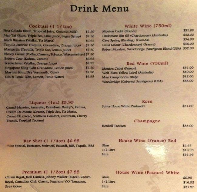 Menu at Wah Sing Seafood Restaurant, Toronto