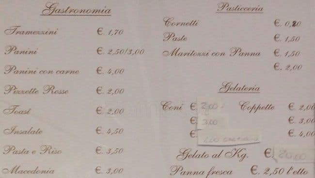 Menu di Re del Gelato 
