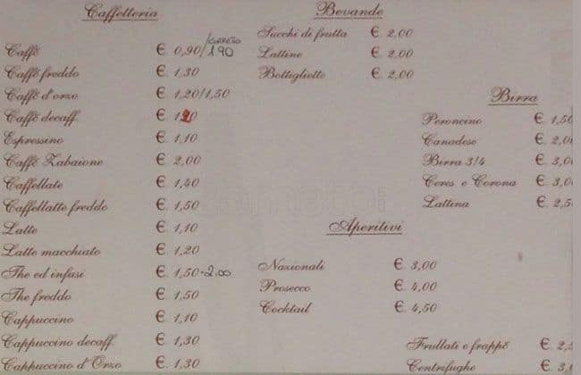 Menu di Re del Gelato 