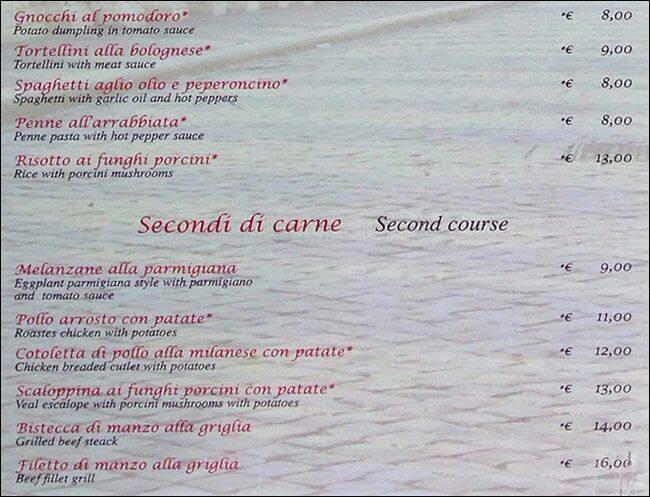 Menu di Antico Caffè di Marte 