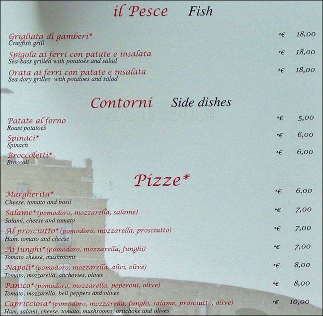 Menu di Antico Caffè di Marte 