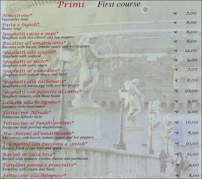 Menu di Antico Caffè di Marte 