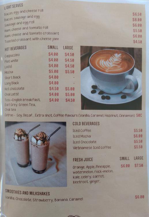 Le Bake menu