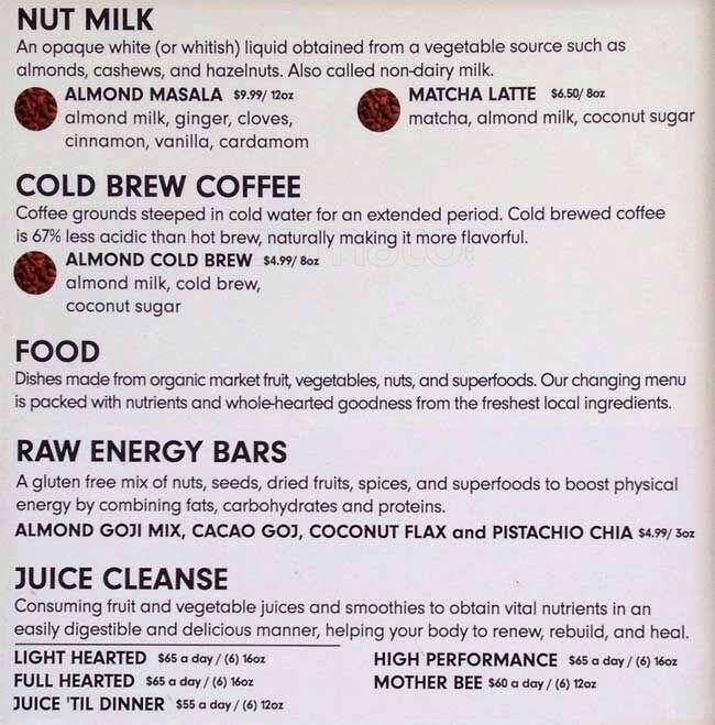 Heartbeet Juicery Menu, Menu for Heartbeet Juicery, Lower East Side