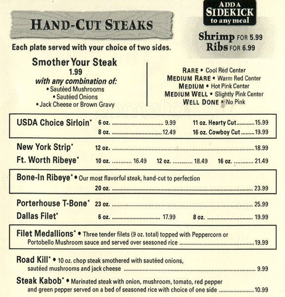 texas roadhouse lunch specials
