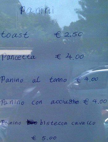 Menu di La Luna 