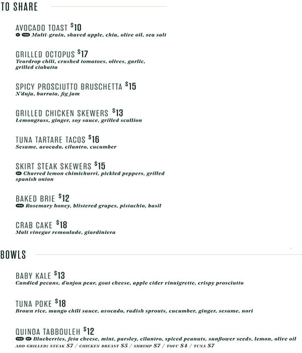 Menu at Clutch Bar, Chicago