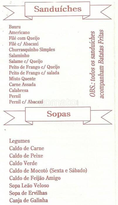 Bar Divino - Tijuca - Bar da Jovem Guarda cardápio