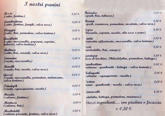 Menu di Lambrettino Bistrot 