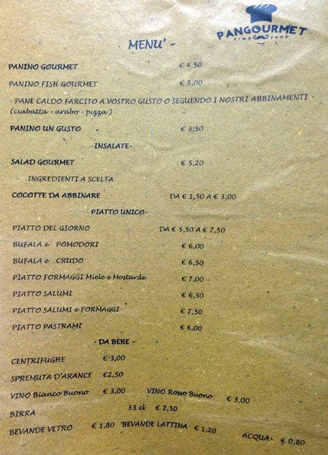 Menu di Pangourmet 