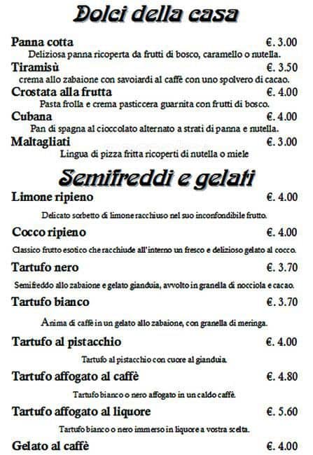 Menu di Lo Schiaccianoci 