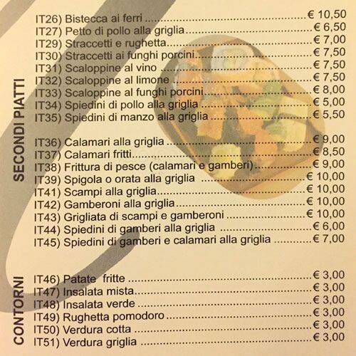 Menu di Ristorante Michelle 