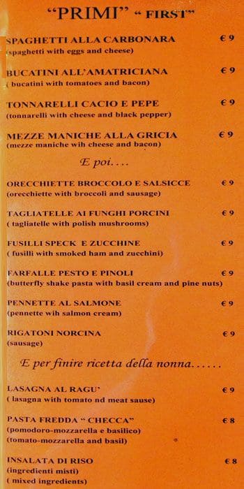 Menu di Gran Caffe Arenula 