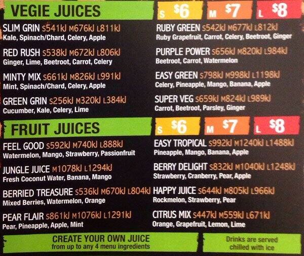 Top Juice Menu, Menu for Top Juice, Chadstone, Melbourne Urbanspoon
