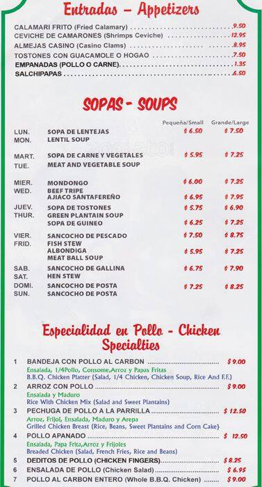 Menu At Pollos A La Brasa Mario Restaurant New York City 81 01