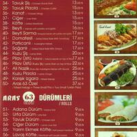 Aras 63 Urfa Menu Aras 63 Urfa Bodrum Merkez Bodrum Icin Menu