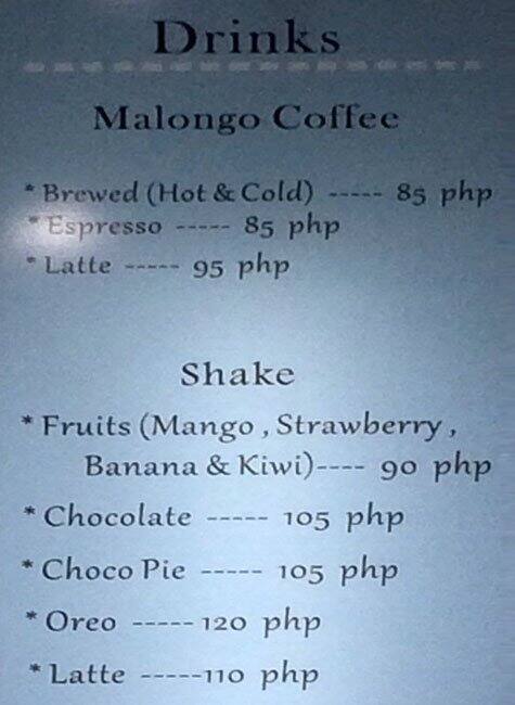Snowbrew Menu Menu at Snow Cafe, Mandaue City