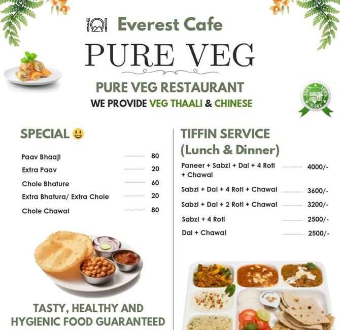Menu of Everest Cafe, Karol Bagh, New Delhi