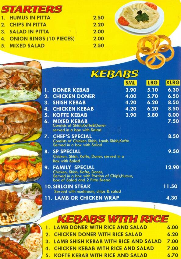 SP Charcoal Grill menu, Menu restauracji SP Charcoal Grill, Croydon