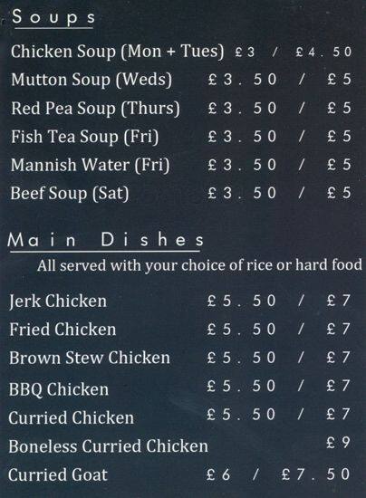 Windrush 212 menu