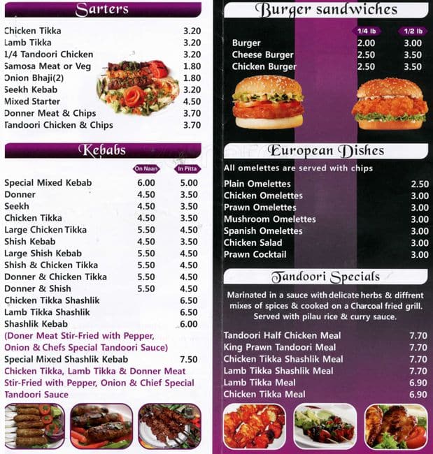 Kurry Express menu
