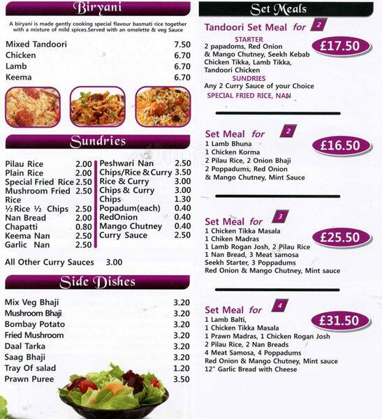 Kurry Express menu