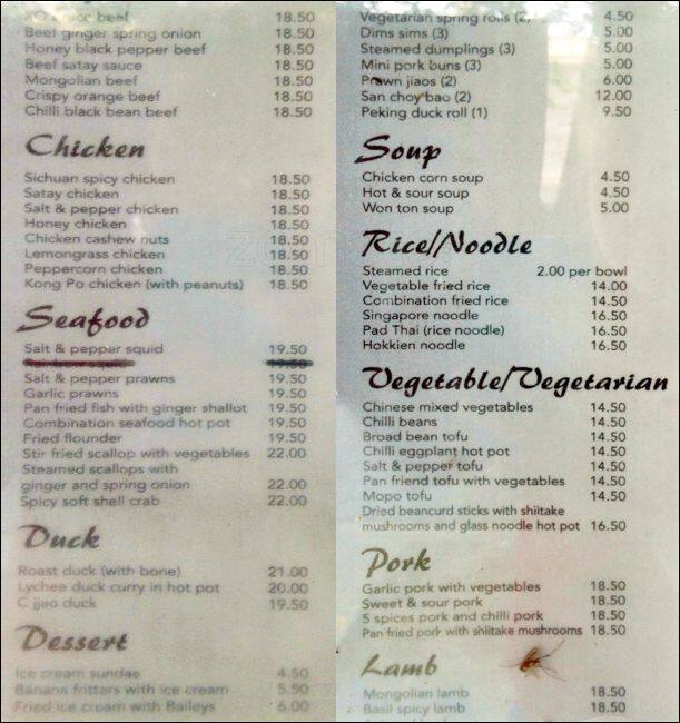 Riverside Chinese Restaurant Menu Urbanspoon/Zomato