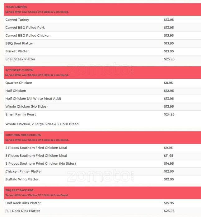 Menu at Texas Rotisserie & Grill BBQ, West New York, Broadway