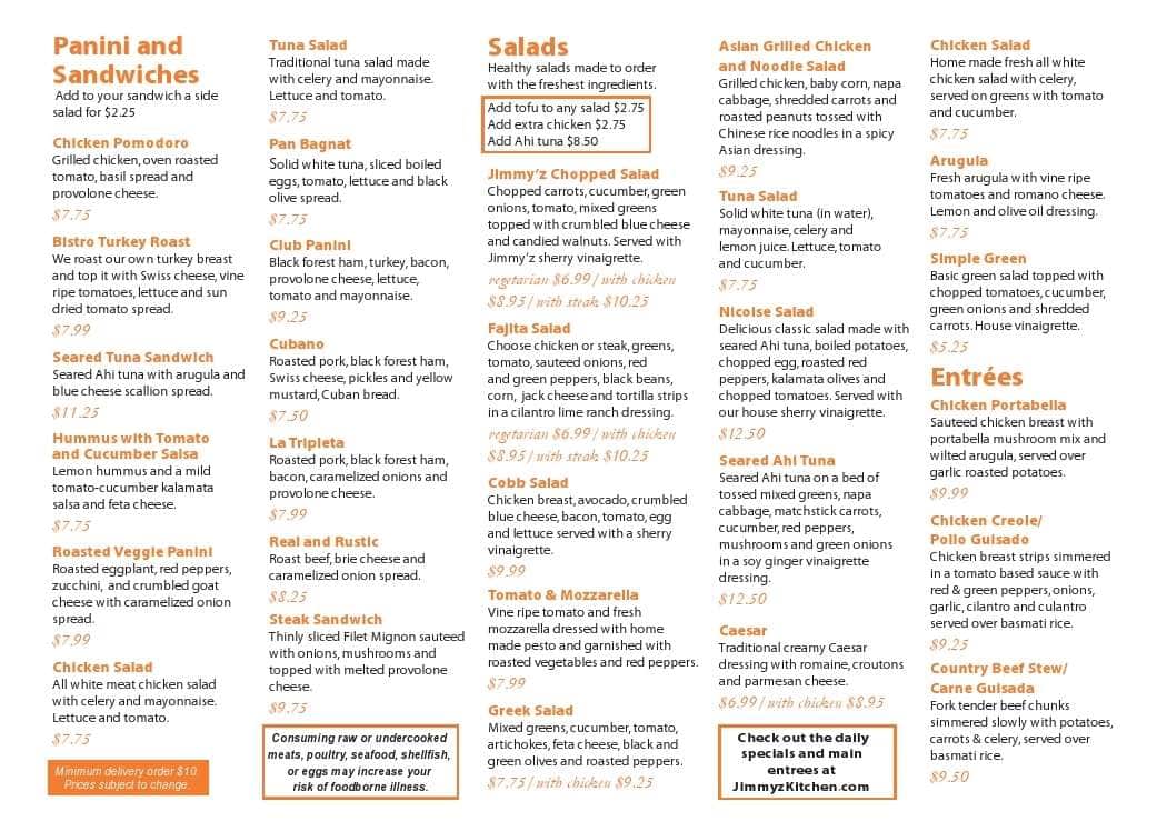 Jimmy'z Kitchen SoBe Menu Urbanspoon/Zomato