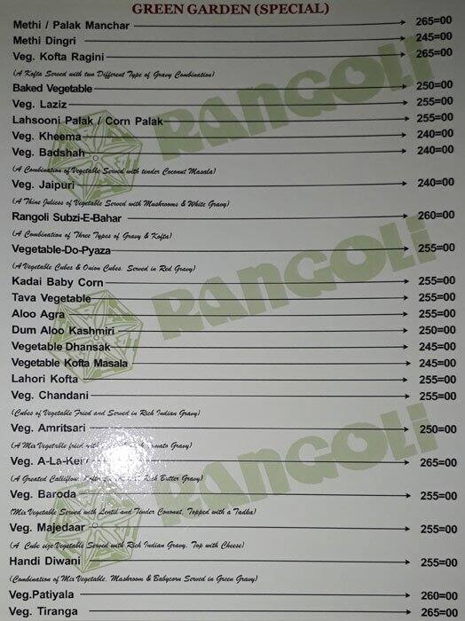 Rangoli Restrobar menu