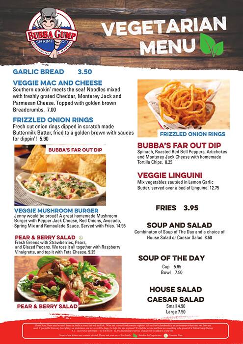 Menu at Bubba Gump Shrimp Co fast food, London