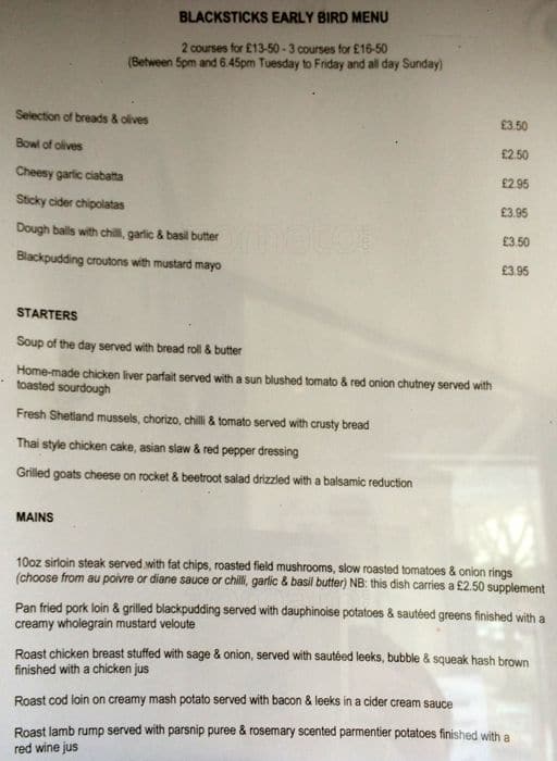 Blacksticks Menu, Menu for Blacksticks, Eccles, Manchester - Zomato UK