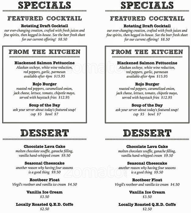 Menu at Copper Coin pub & bar, Seattle