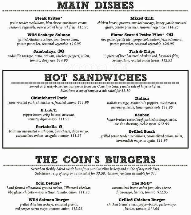 Menu at Copper Coin pub & bar, Seattle